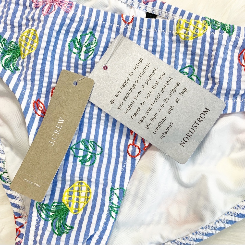 J Crew Seersucker Blue Bikini Bottom Stripe Fruit - Picture 6 of 6